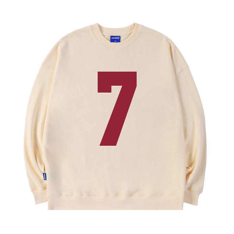 Heods Large Size 7 Crew Neck Sweatshirt for Men, No Hood, Trendy Brand Pullover, American Style, Heavyweight, Loose Fit Top for Autumn and Winter