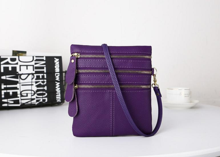 Women's Versatile Genuine Leather Crossbody Coin Purse & Shoulder Bag with Four-Layer Zipper Pockets for 5.5-inch Phones
