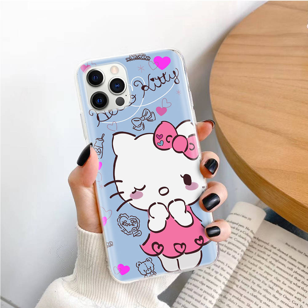 Transparent Case for Samsung A04 A14 A23 M33 M53 Realme 10 9 C35 C55 VIVO X80 Infinix Hot 30 Note 11 Tecno Spark 8P Pro L-22 Hello Kitty