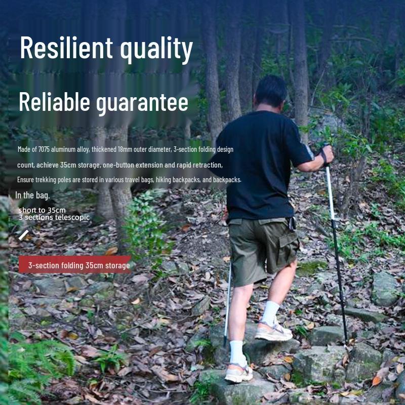 Ultra-Light Aluminum Telescopic Walking Poles - Adjustable 4-Section Folding Trekking Sticks for Hiking