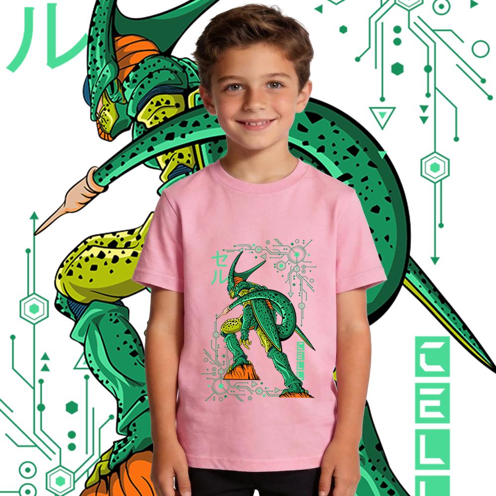 DBZ Cell Anime Print Cotton T Shirt Boys Girls Kids Casual Short Sleeve Top Soft Breathable Summer Clothes