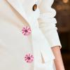 Flower Shaped Petal Rhinestone Cufflinks Fabric Blouse for Sewing Jeans Dress Button Cover Cufflinks Buckle Clip