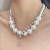 Luxury Double-Layer Clavicle Chain Necklace with Pearls and Diamonds