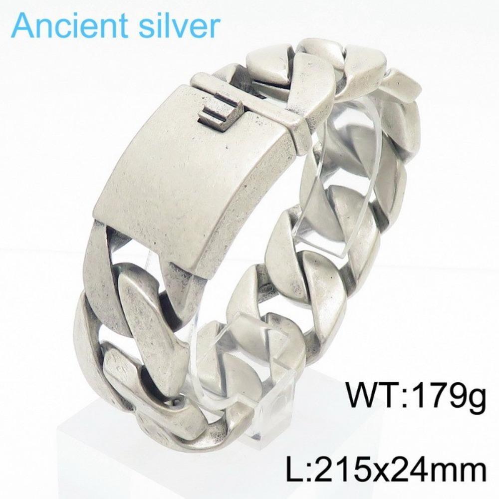 European and American Stainless Steel Men's Cuban Thick Bracelet, Hip-hop Trendy Men's Electroplated 18k Gold Titanium Steel Bracelet