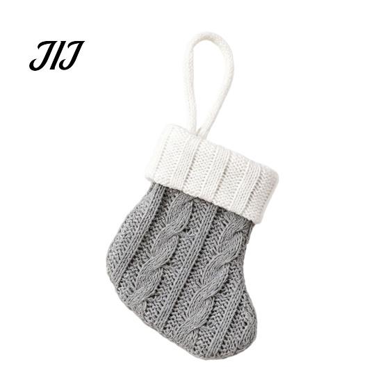 Xmas Tree Hanging Ornaments Christmas Tableware Holder, Knitted Stockings Spoon Knife Fork Mini Bag for Fireplace, Tree, Holiday Party Dinner