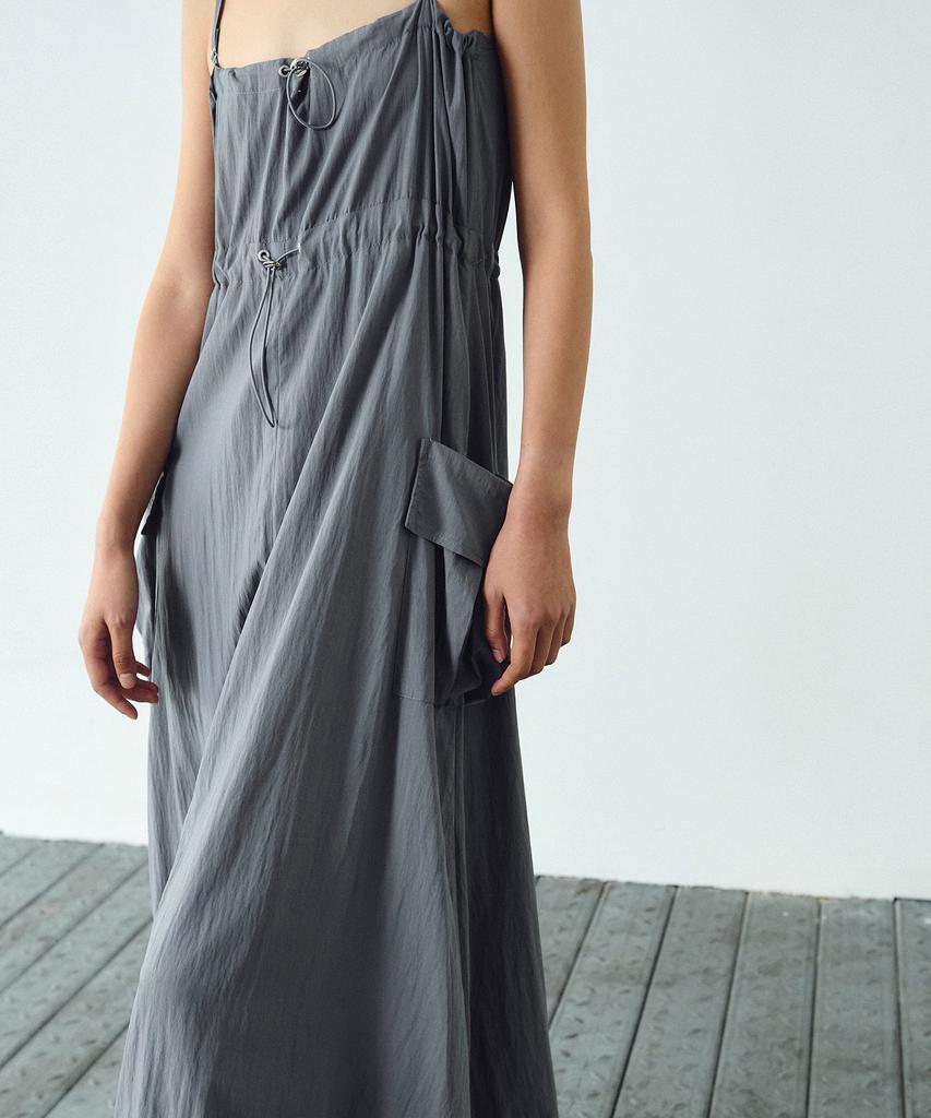 Nigaennikol String Cargo Detail Dress_Charcoal