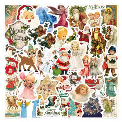 50 New Retro Christmas Angel Stickers Water Cup Mobile Phone Case DIY Decoration Stickers