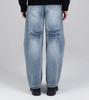 Beoteunseoul Vertical Stitching Pattern Balloon Fit Denim Pants (Blue)