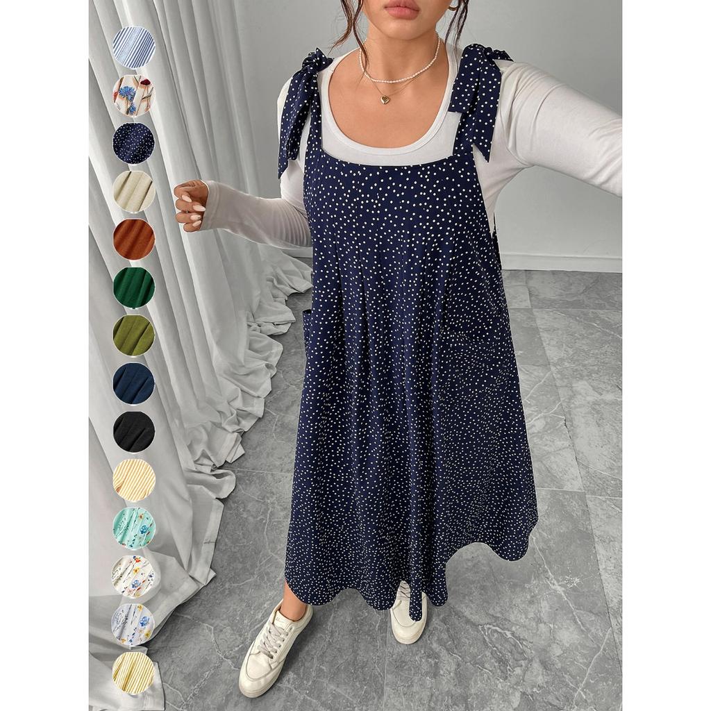 Women's Fashion Summer Spring Floral Print Sleeveless Square Collar High Waist Casual Dresses