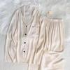 Einfarbiger eleganter Jacquard-Köper Damen-Pyjama Koreanischer einfacher Ins-Stil Lässige Nachtwäsche Mode Harajuku Homewear