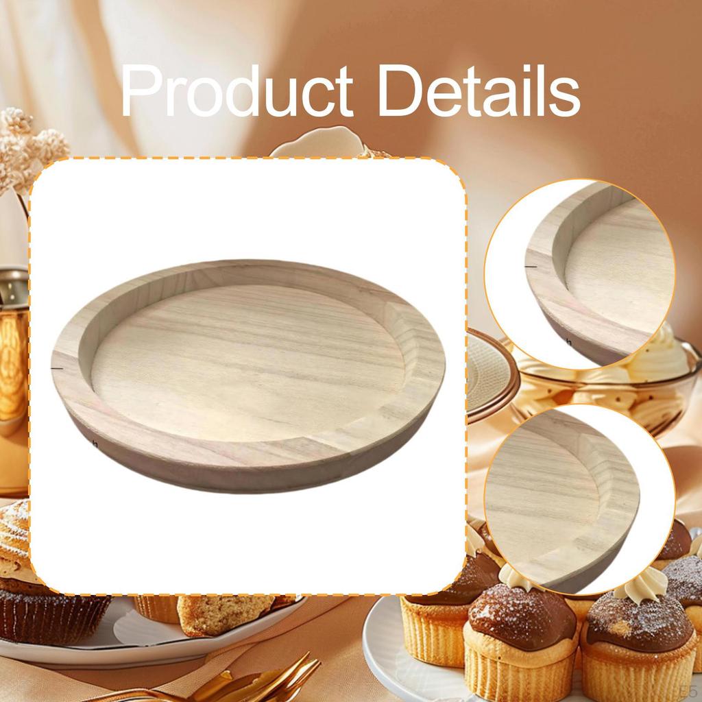 Bathroom Counter Organizer Wood Round Dinner Plate Wooden Serving Tray Platter for Food