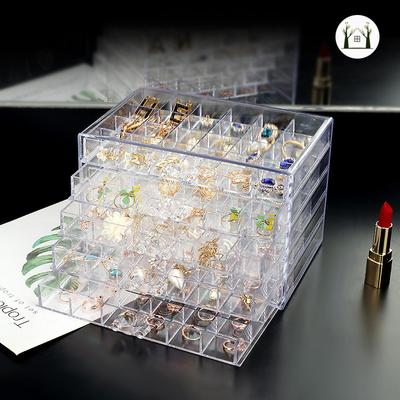 Transparent Drawer-Type Dustproof Ear Studs Earrings Jewelry Storage Box Jewelry Box Ear Clip Organizing Multi-Layer Large Capacity Desktop Storage