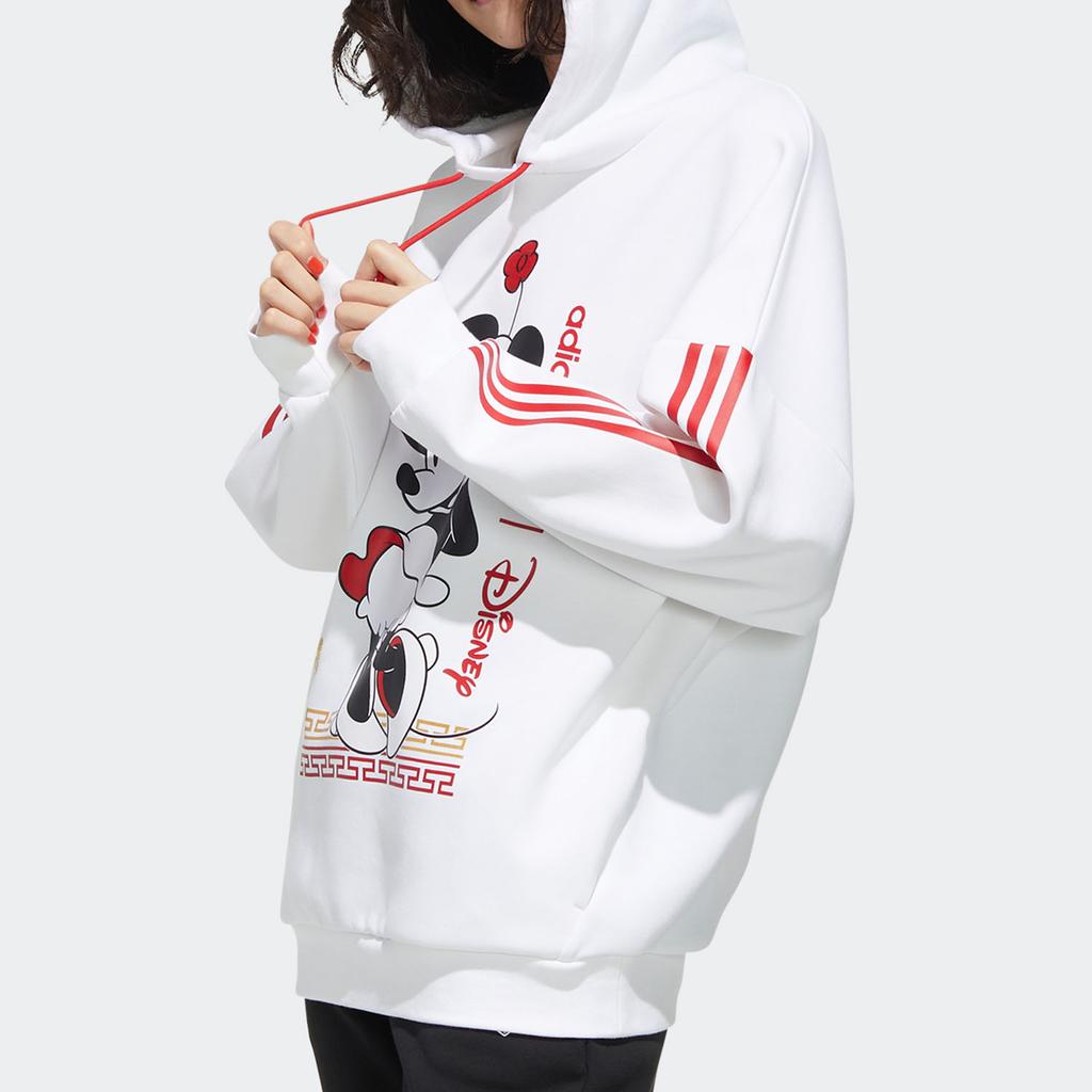 Adidas Neo X Disney CNY Series Minnie Print Hoodie Women Tops White GE7780