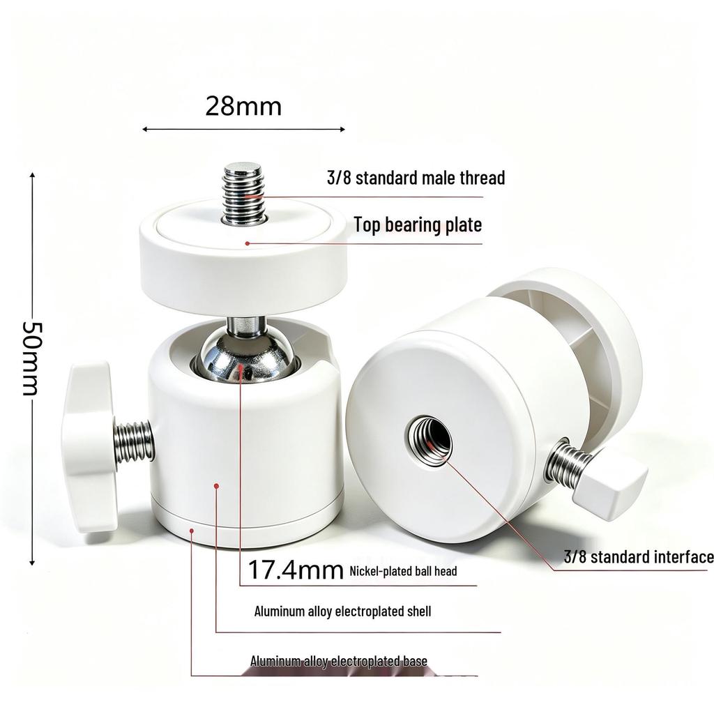 360° Rotating Metal Ball Head for Photography Tripods with 1/4 Interface