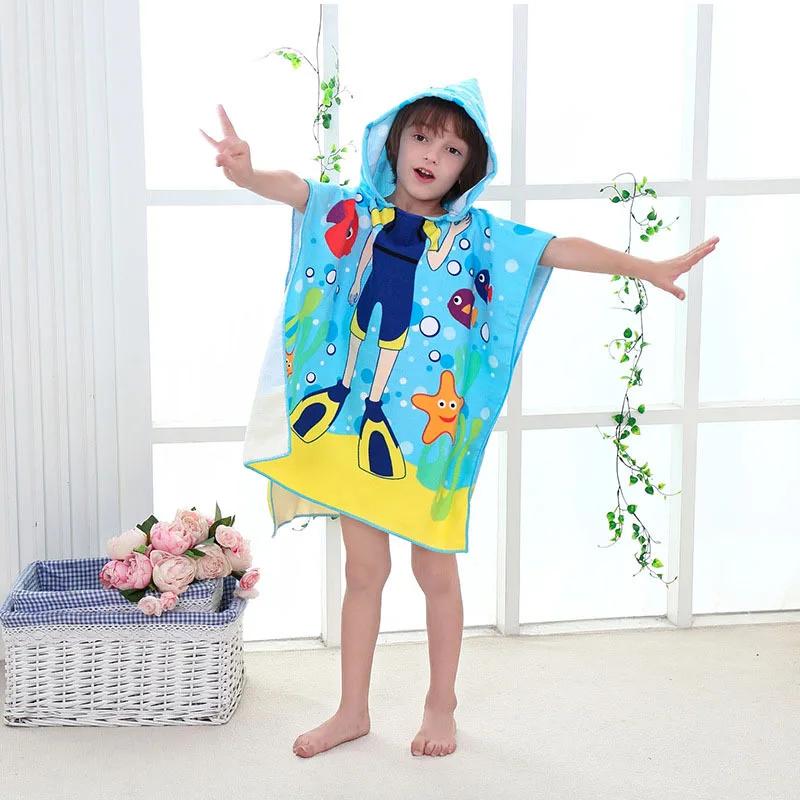 2024 Kinder Baby Niedlich Bademantel Mit Kapuze Kinder Bademäntel Mikrofaser Bademantel Cartoon für Jungen Mädchen Kleinkind Strand Schwimmtücher
