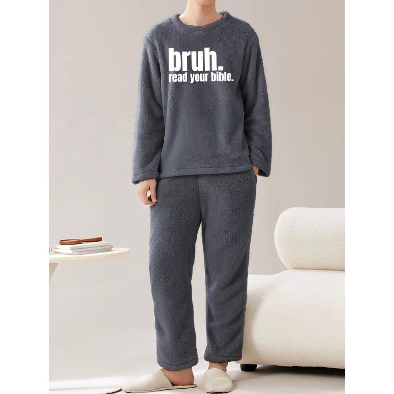 

Comfortable & Multi-Scene, Men s Flannel 2-Piece Set, Ideal for Holiday Celebrations XXL серый