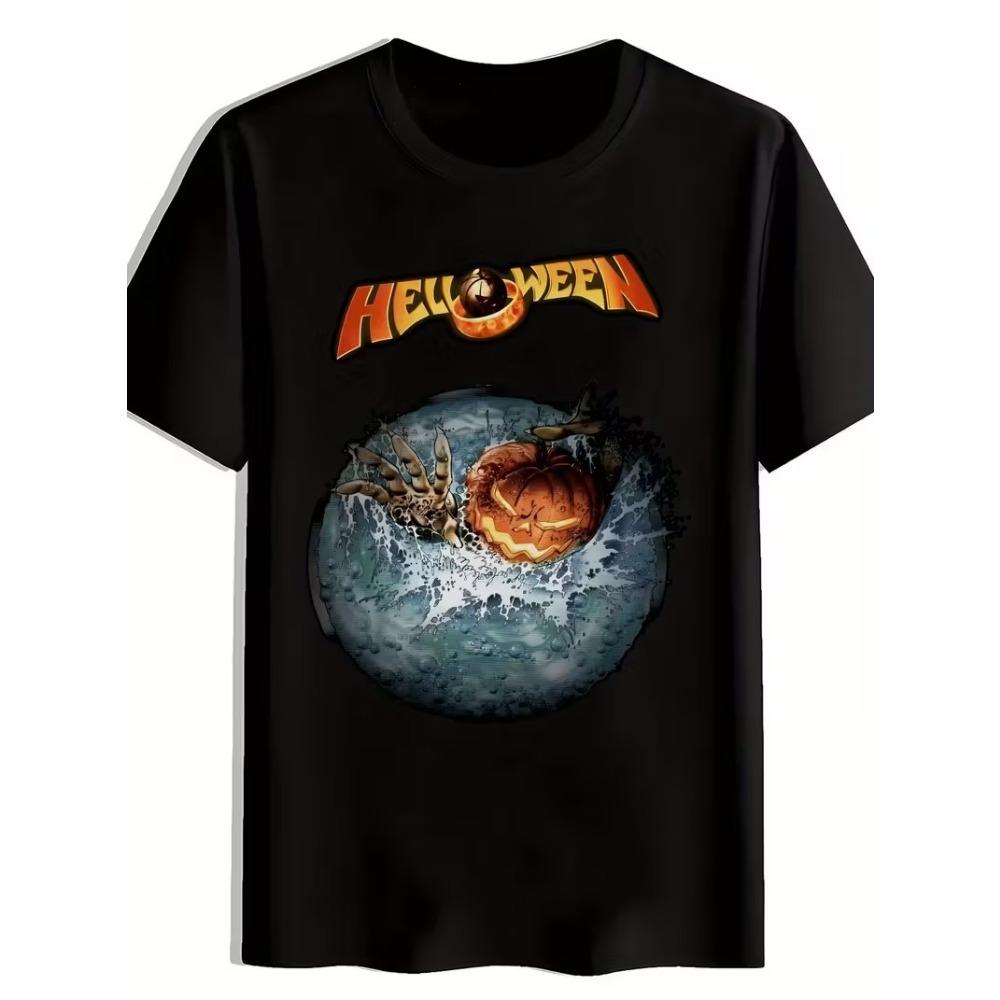 Fashion Halloween Men's T-shirts Clothing 2025 Crew Neck Short-sleeved Tee Funny Pumpkin 3D Printed Short Sleeve T-shirt For Men
