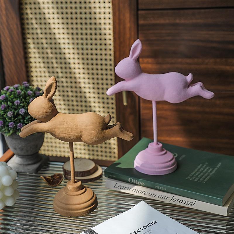 Nordic Wooden Rabbit Figurine - Home Décor for Wine & TV Cabinets, Entryway Gift