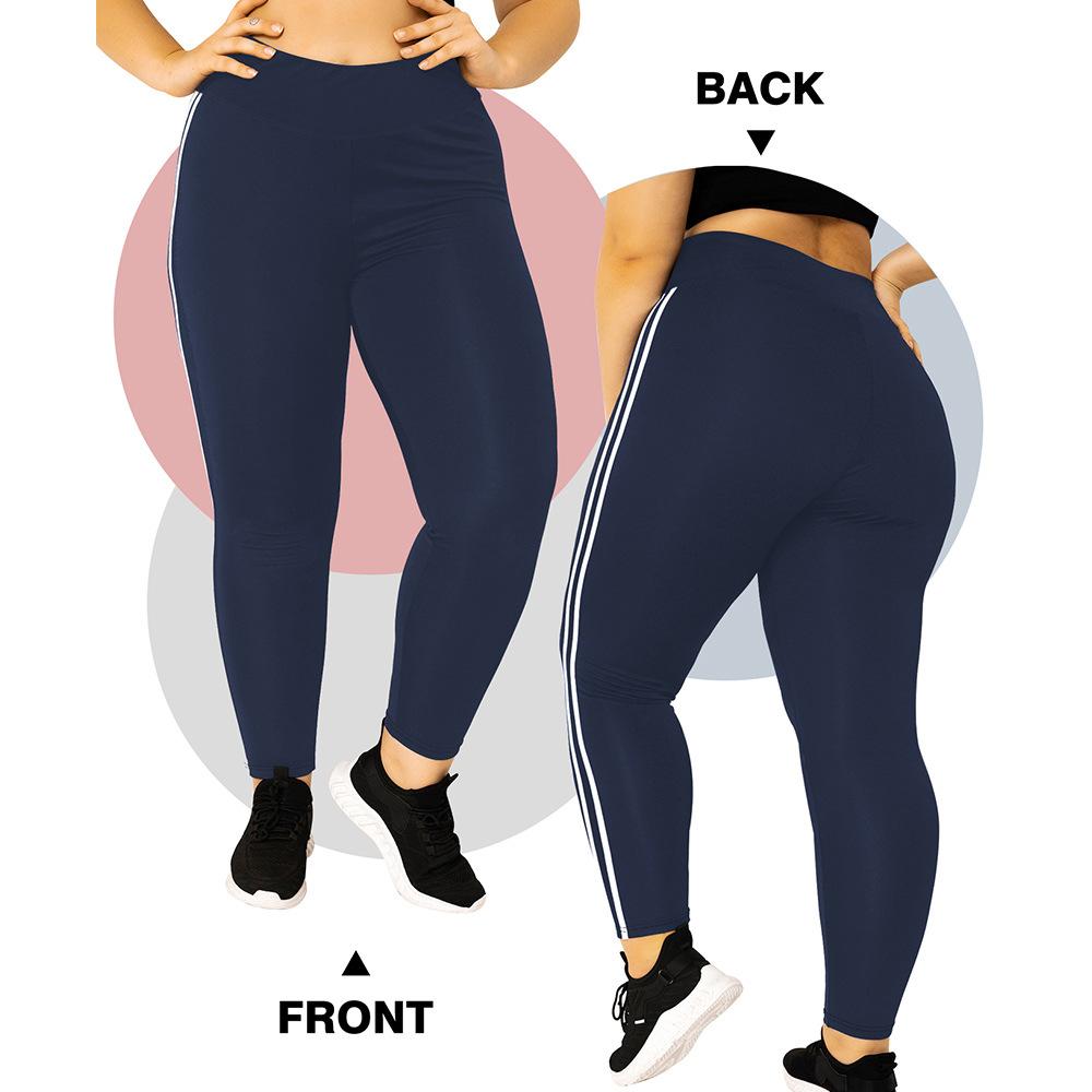 Casual Sports Trousers for Women High-waisted Milk Silk Large Size with Two Side Stripes 9-inch Trousers