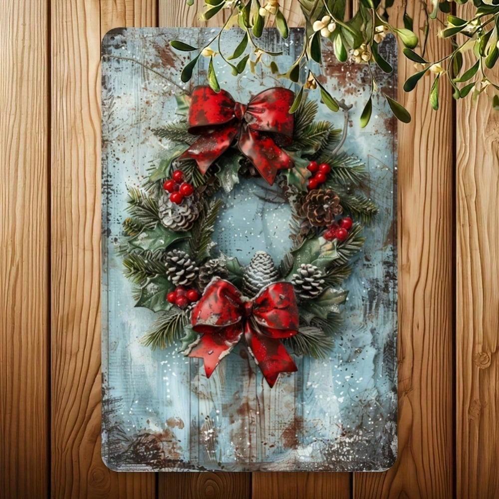 Merry Christmas Vintage Metal Tin Sign 8x12 Inch Durable Iron Wall Art for Home Bar Cafe Garage Decor Pre-Drilled Holes Easy Hang