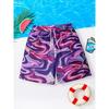 Hawaiian style beach shorts worn outside casual shorts blue and green gradient coconut tree print shorts