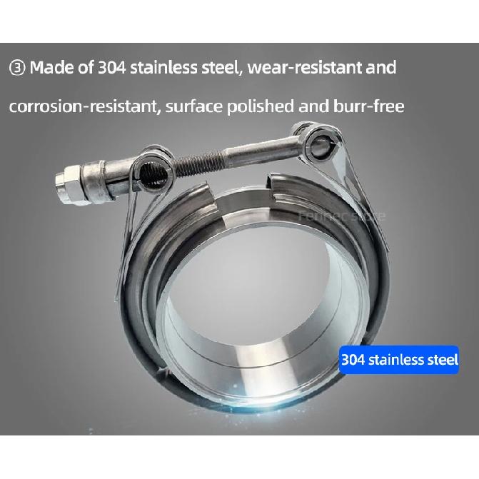 304 Stainless Steel Quick Release Standard V Band Clamp 1.5-6 Inches Male Female Flange V Clamp Kits Turbo Exhaust Pipe