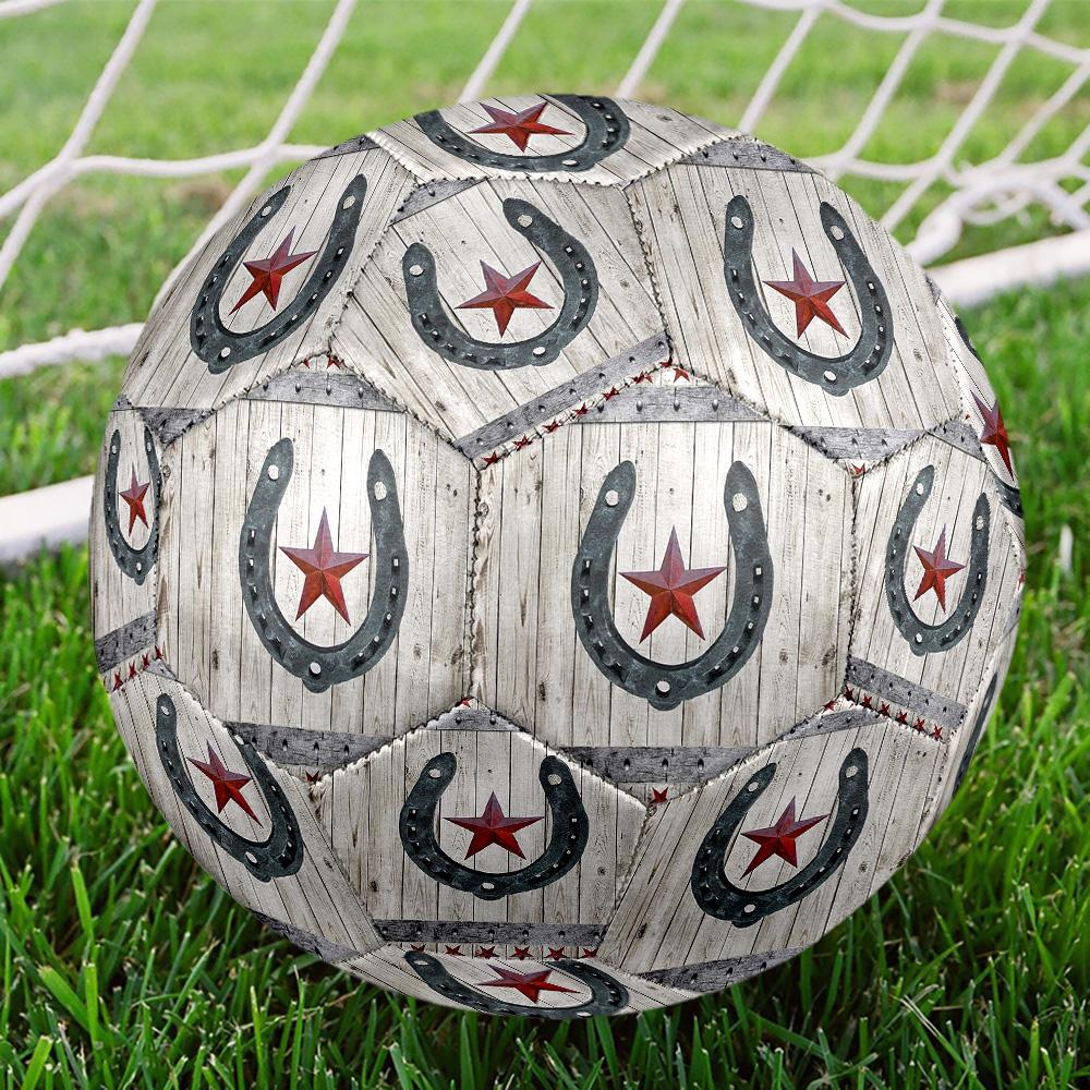 Western Texas Star Indoor Soccer Ball Size 5 Colorful All Ages Machine Stitched PVC Competition Ready Durable High-Bounce