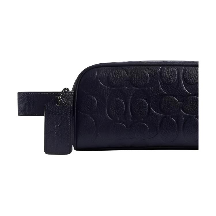 Coach Travel Kit 21 Zipper Closure Allover Embossed Pebble Leather Wallet Women wallet Black CQ182-DWP