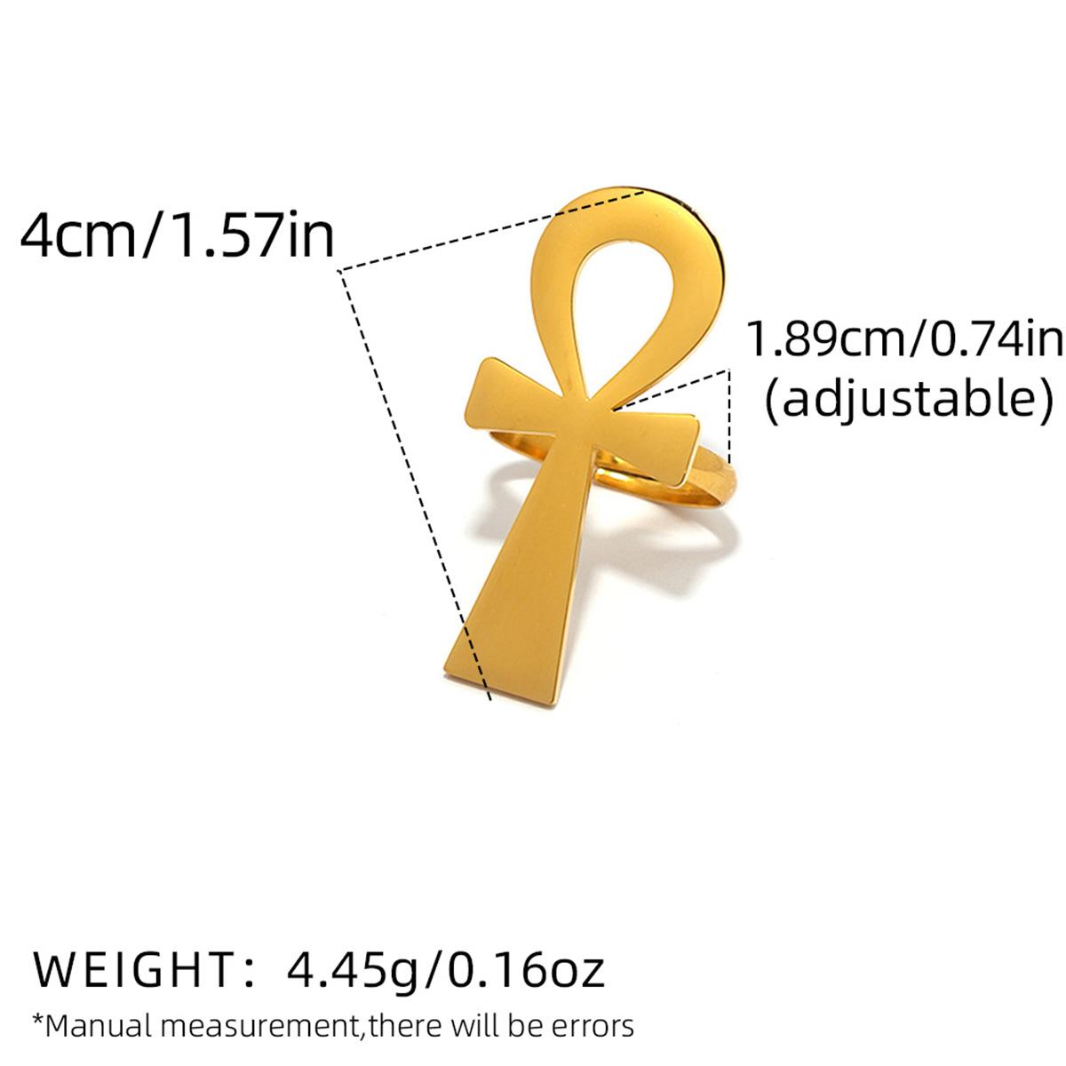 Fashion African Egyptian Cross Stainless Steel Ring Fashion Personalized Fashion Ring Party Zircon Gift 18 Gold Plated resizable