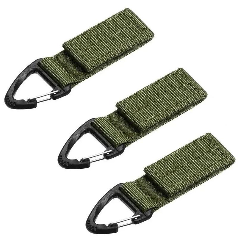 3 PCS Tactical Molle Belt Keeper Webbing Clip Keychain Holders Backpack Carabiners Hook Water Bottle Hanger Key Ring Clasp Clip