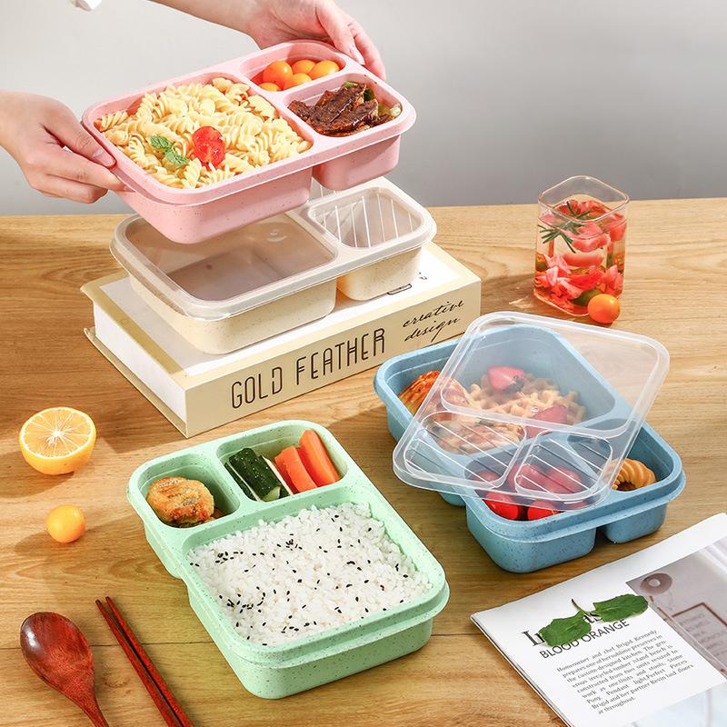 Mikrovlnná krabička na oběd Pšeničná sláma Nádobí Nádobí na potraviny Nádoba na jídlo Děti Děti Škola Kancelář Přenosná krabička Bento Box Obědová taška