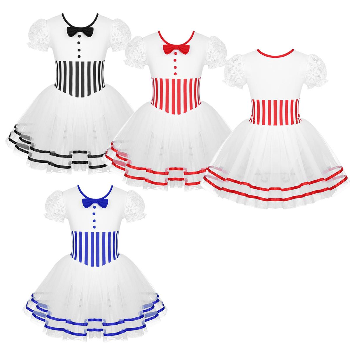 

Kids Girls Professional Ballet Tutu Leotard Dress Floral Lace Bubble Sleeves Figure Ice Skating Dress 5-6 Years червоний