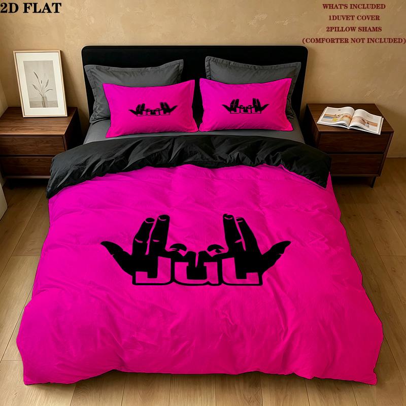 Jul C'Est Pas Des Lol Pattern Bedding Quilt Set Quilt Cover Pillowcase Home Birthday Gift(1 * duvet cover + 2 * pillowcase, without core)