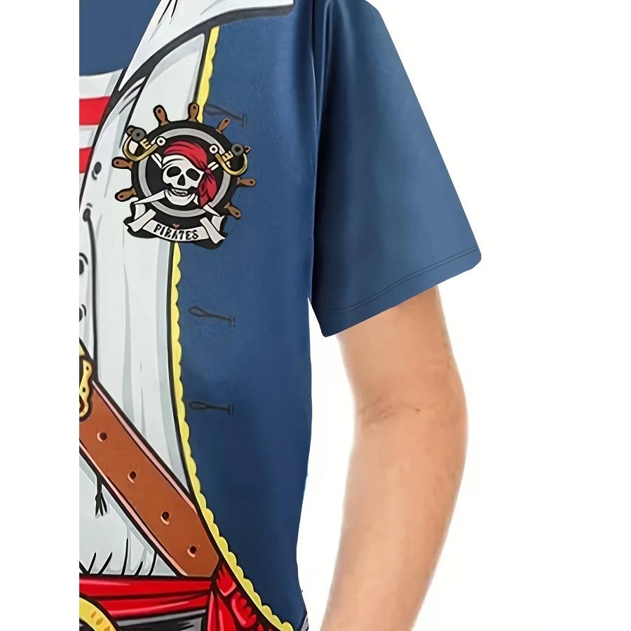 Pirate 3D Printed Kids T-shirt Top for Boys and Girls Summer Fashion Short Sleeved T-shirt Men Street Comfortable T-shirt