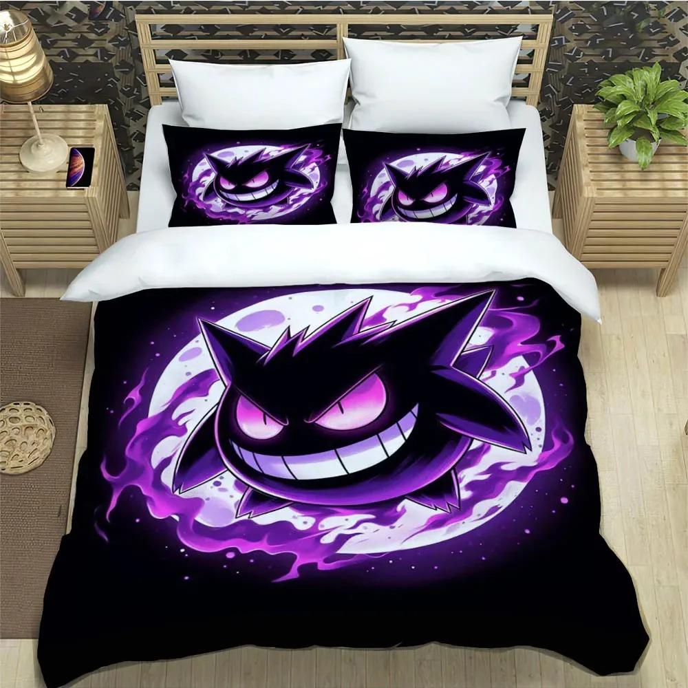 Cartoon Gengar Print Bedding Set Duvet Cover Comforter Bed Youth Kids Girl Boys Luxury Birthday Gift