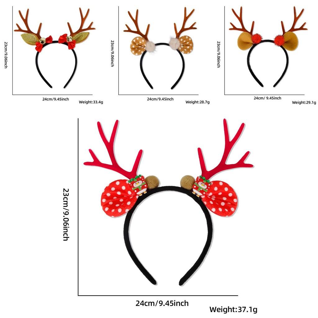 Brown Adorable Reindeer Antlers Headband With Red Pom Poms For Christmas Parties