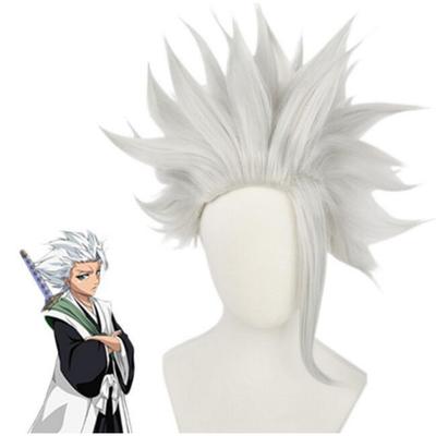 Anime Stříbrná Šedá Krátká paruka BLEACH Kostým Hitsugaya Toushirou Cosplay Paruky z tepelně odolných syntetických vlasů