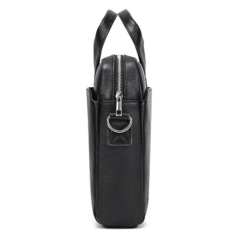 Casual Style 14 Inch Laptop Bag For Man Soft Cowskin Handbags Genuine Leather Shoulder Bag For Male Black Men's Business Totes