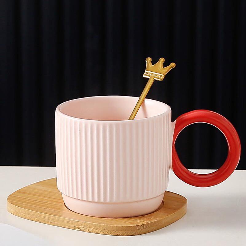 Retro Striped Ceramic Coffee Cup