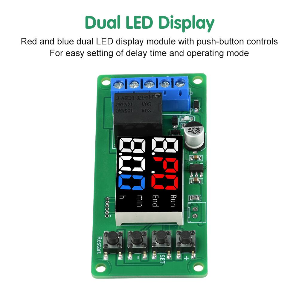 DC 12V Trigger Cycle Delay Timer Relay Switch 1-channel direct output programmable time controller LED Display Adjustable Timer