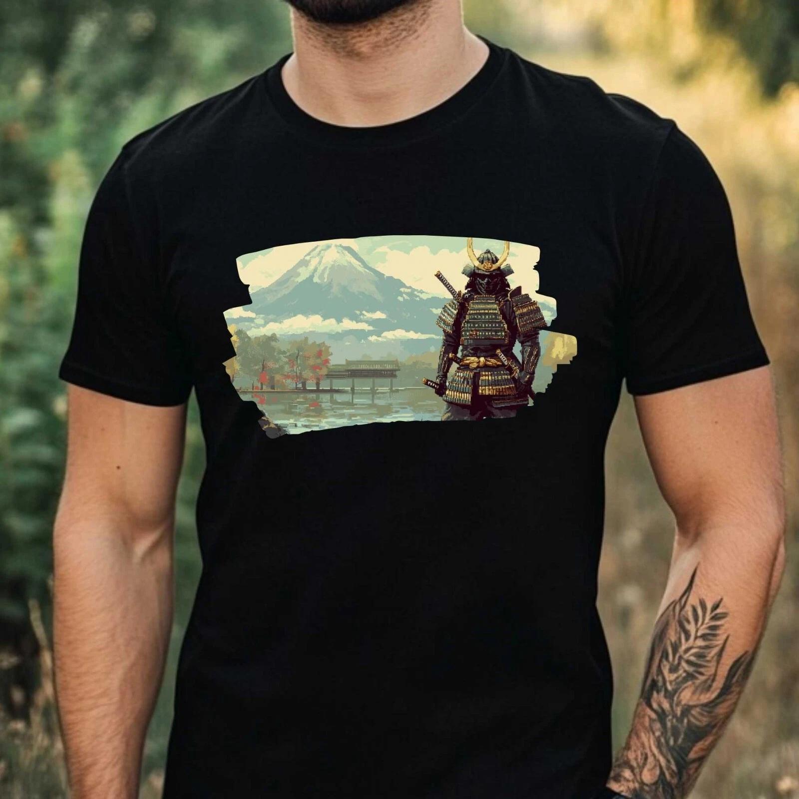 T-Shirt Herren Samurai Pixel Art Motiv Baumwolle Größe XS bis 5XL XS