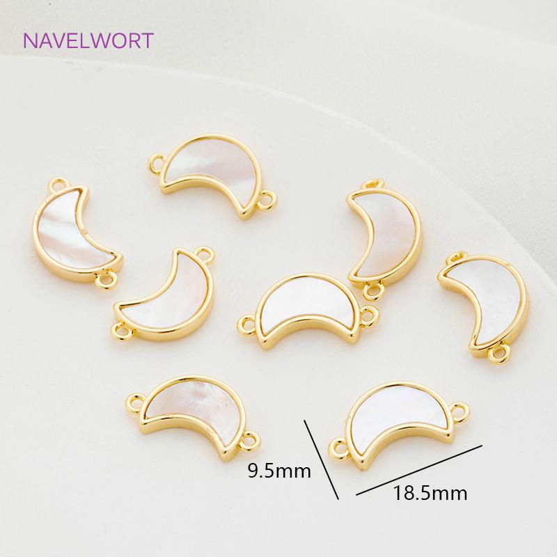 2 Sizes Shell material Crescent Moon Pendant Connectors 18K Gold Plated High Quality Pendant Crafts DIY Jewelry Making Findings