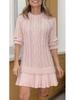 2025 Women's Sweet Cable Knit Chiffon Patchwork Mini Dress