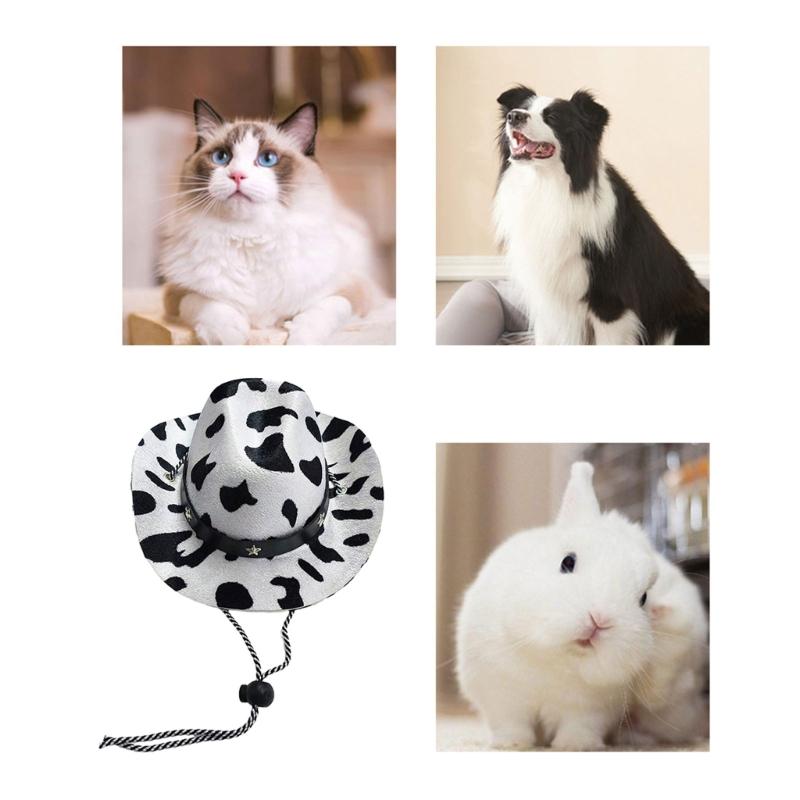 Lovely Cowboy Hat for Cats and Dogs Roleplaying Costume Hat Adjust Belt Pet Festival Hat Pet Cats Party Dress Up Hat