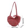 Printed Red Plaid Tote Bag Cloth Women's Handbag Fashion Heart Shoulder Bag  Female