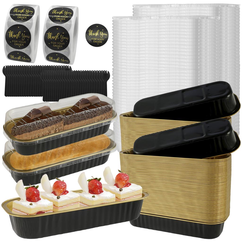 50 to100Pcs Rectangle Aluminum Foil Baking Pans Mini Loaf Pans with Lids and Spoons 6.8oz Reusable Bread Containers Muffin Tin