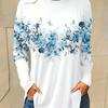 Fashion Women's Floral Graphic Elegant O-Neck Long Sleeve T-Shirt Y2K Casual Tops Womens Clothing Harajuku Pullover