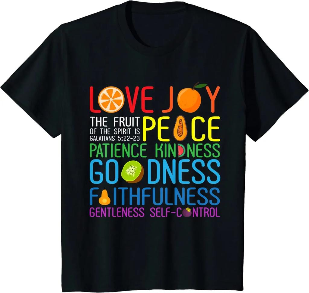 Love Joy The Fruit of The Spirit Is Peace Patience Kindness T-Shirt Casual Cotton Daily Four Seasons Oversized T Shirt Tees