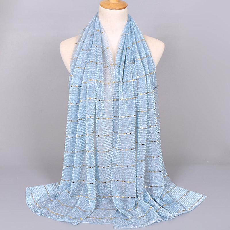 Summer Lurex Glitter Scarf Elegant Lightweight Elastic Shawl For Women Fashion Sparkly Sequined Party Shawls 180*65Cm