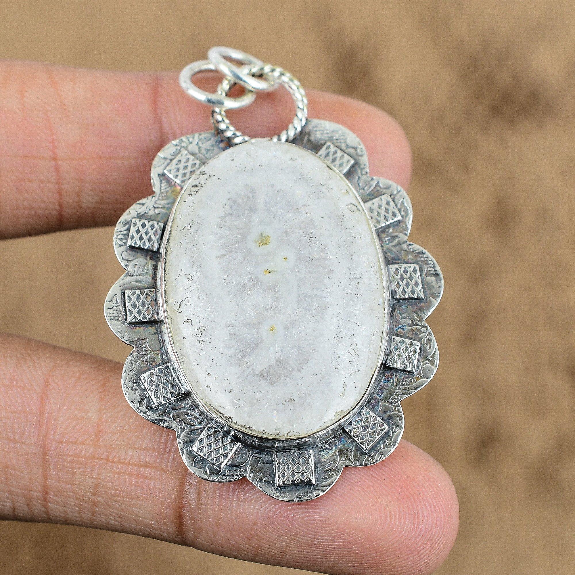 

Gift For Women Pendant 925 Sterling Silver Natural Solar Moss Opal Gemstone